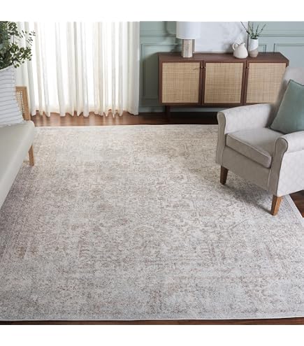Amazon.com: SAFAVIEH Evoke Square Rug 8', Ivory & Taupe EVK256E